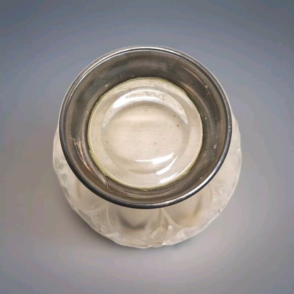 VINTAGE TOWLE WILLIAM ADAMS WA ITALY FROSTED GLASS RELIEF ROSE BOWL SILVERPLATE - Picture 3 of 4